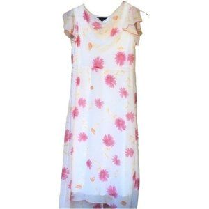 White dress w/ pink & yellow flower (Girls size 14)